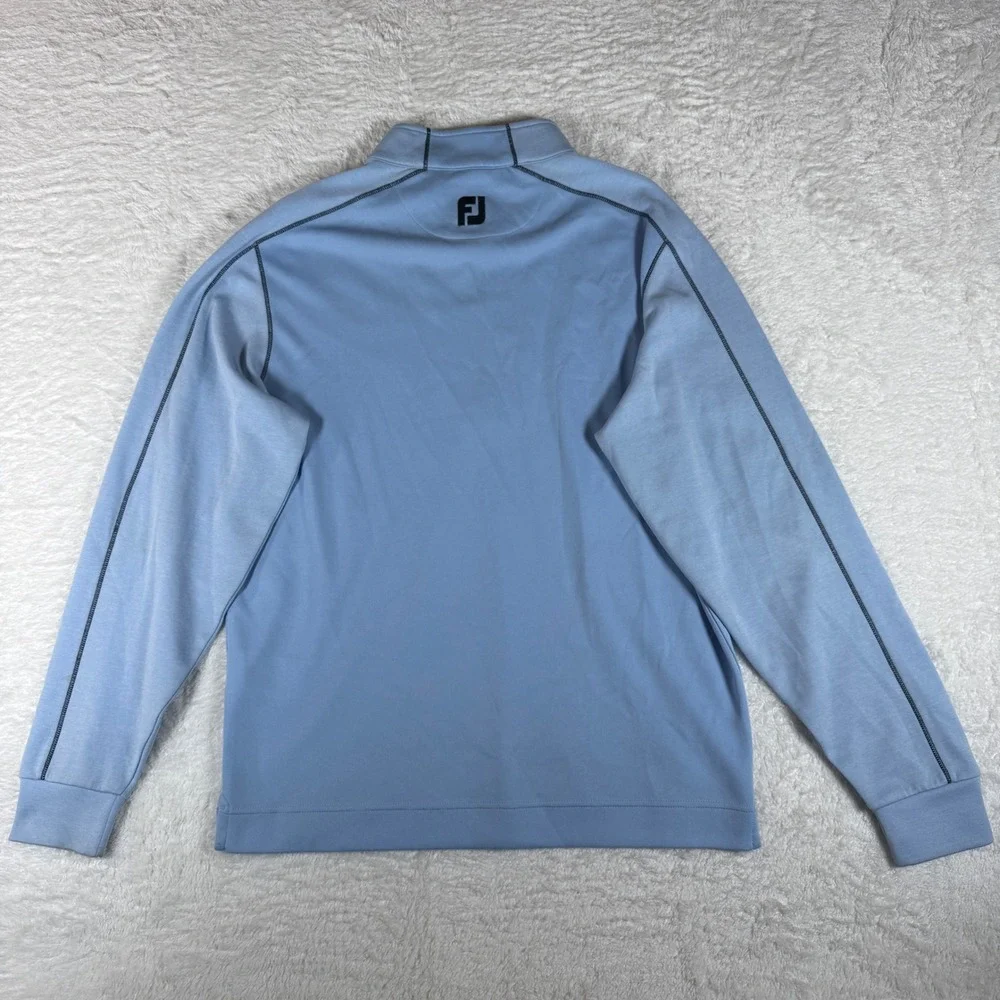 FootJoy Mens M 1/4 Zip Pullover Light Blue L/S Contrast Stitching 25059
